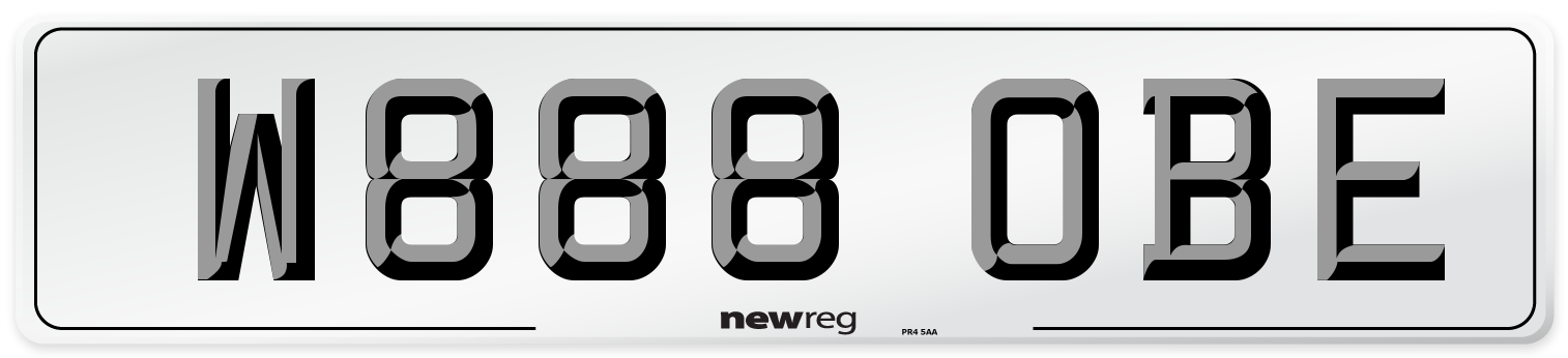 W888 OBE Number Plate from New Reg